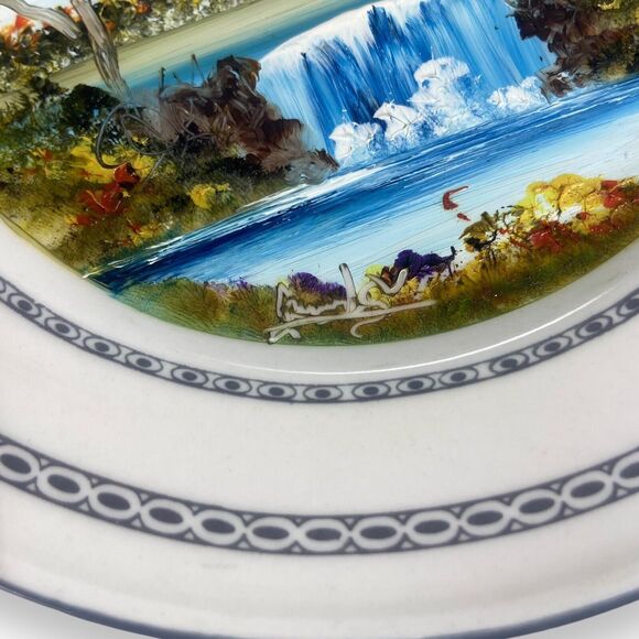 Vintage Oneida Classic Hand Painted Signed Waterfall Scene Plate 6 in Decorative - Picture 5 of 8